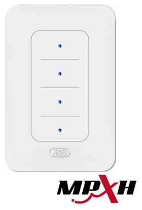 Llave táctil para el comando de cuatro nodos. Permite el manejo de dispositivos a través de módulos de control eléctricos. Indicación de estado (encen